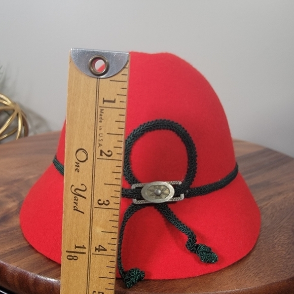 Vintage Red Wool German Girls Hat Cloche Size 51 CM - Picture 15 of 16